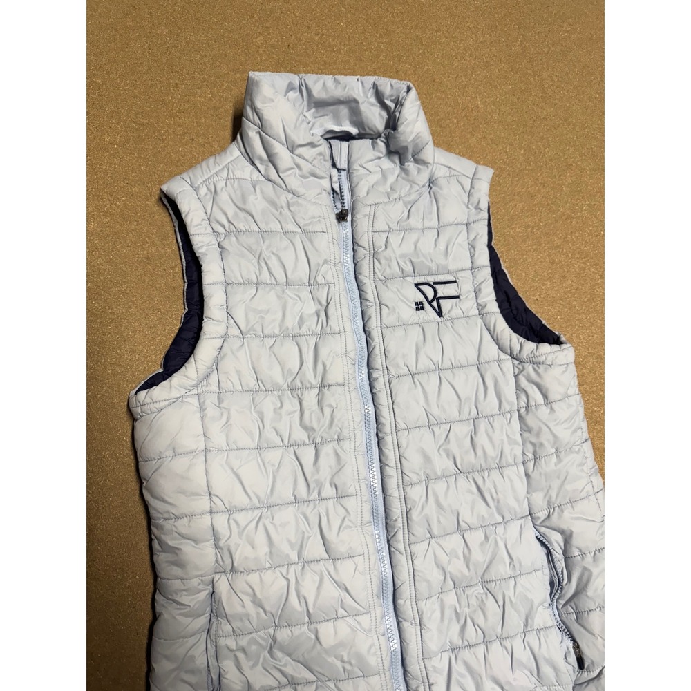 Straight Down Womens Quilted Vest Light Blue‎ Full Zip Puffer Pockets Size S